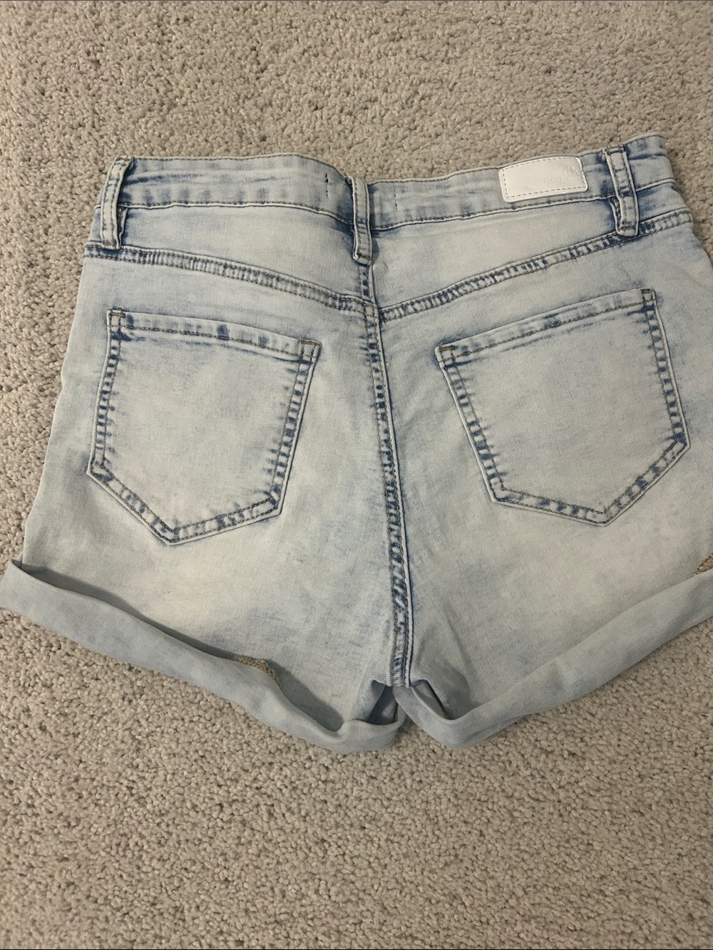 Dollhouse Light Blue Distressed High-Rise Denim Shorts - Picture 5 of 6